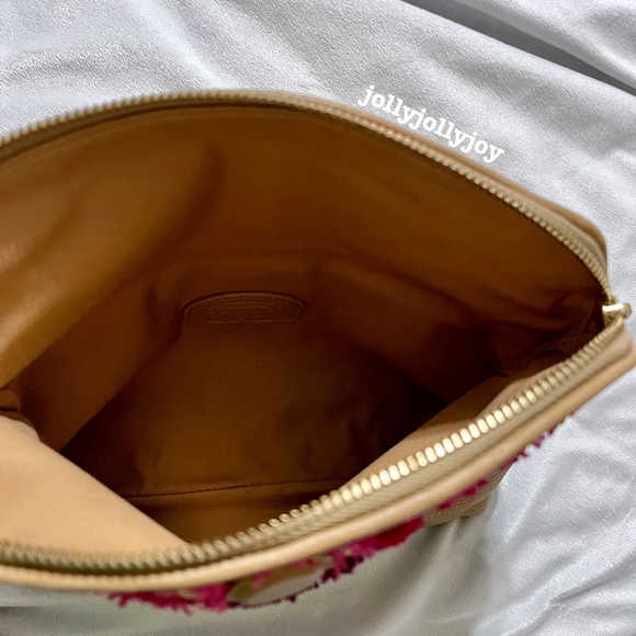 NWOT Fossil Preston Large Pink/Violet Straw Leather Folder Wristlet Pouch - Picture 9 of 12